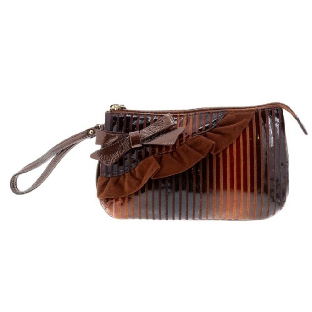 Original by Sharif 1827 Chocolate Brown Wristlet with Bow and Ruffles